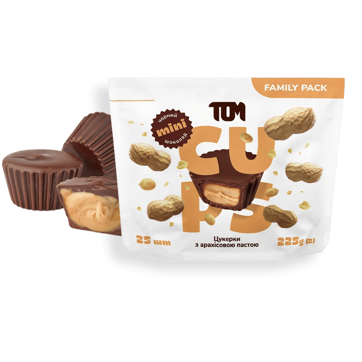 Mini Cups dark chocolate with peanut butter, 25 pcs